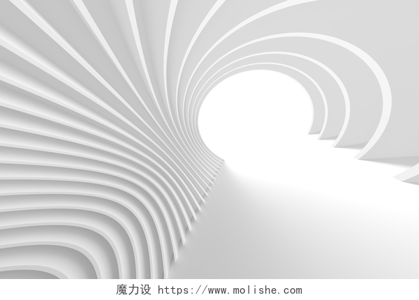 白色圆形隧道建筑抽象隧道背景